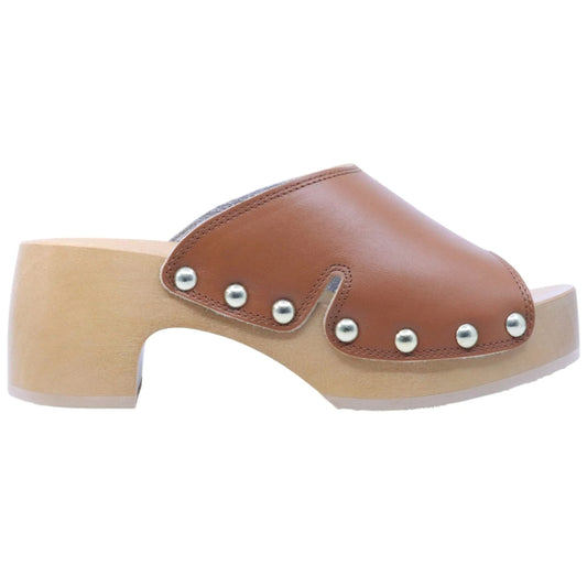 Scholl Pescura Wave SR Cognac sandalo mule donna in pelle cognac Made in Italy 