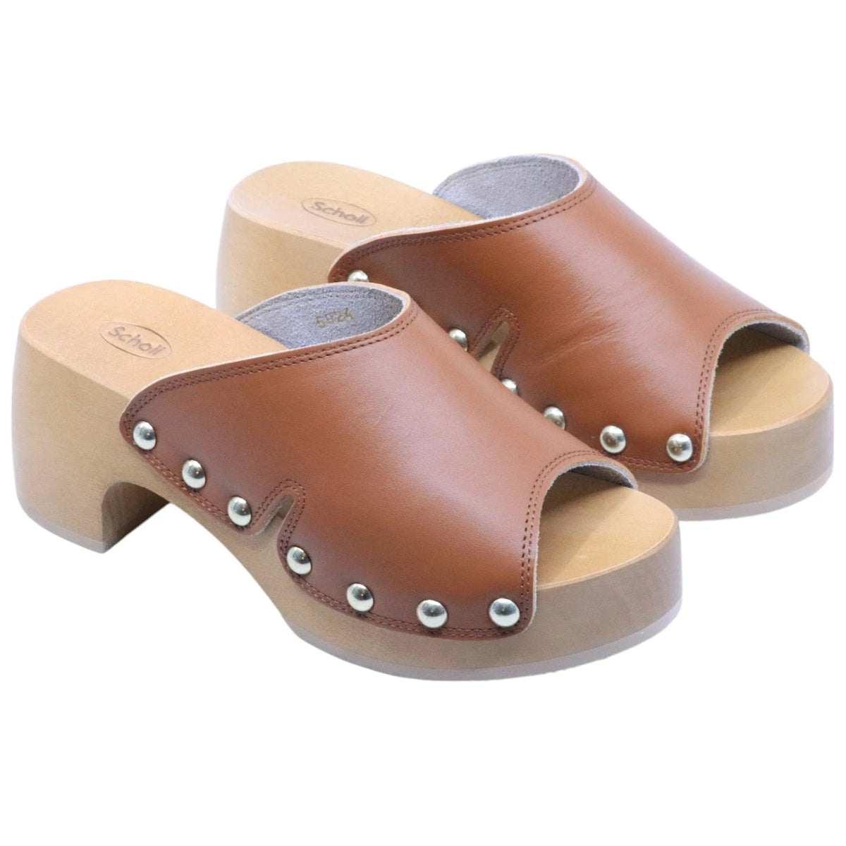 Scholl Pescura Wave SR Cognac sandalo mule donna in pelle cognac Made in Italy 