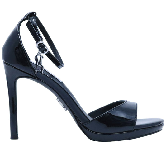 Steve Madden Evers Black Patent sandalo donna in vernice nera con tacco a spillo 10 cm 