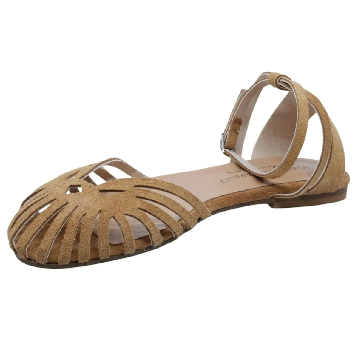 Verderosamarino 3522 sandalo donna in camoscio cognac 