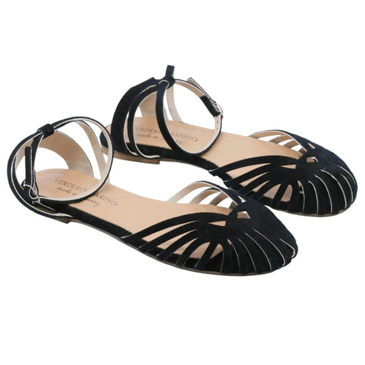 Verderosamarino 3522 sandalo donna in camoscio nero 