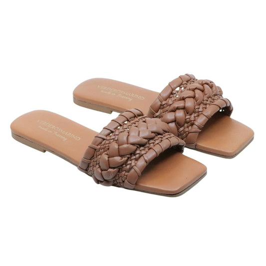 Verderosamarino 3727 ciabatta donna in pelle cuoio intrecciata 