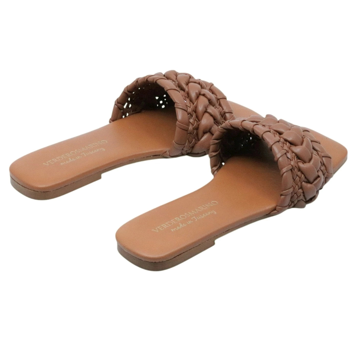Verderosamarino 3727 ciabatta donna in pelle cuoio intrecciata 