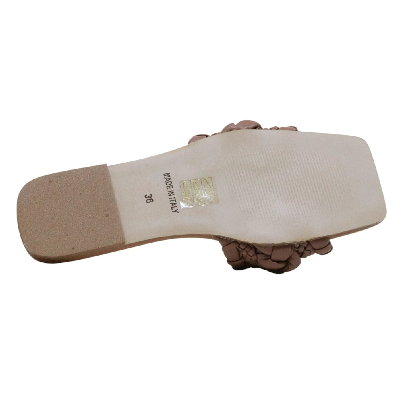 Verderosamarino 3727 ciabatta donna in pelle cuoio intrecciata 
