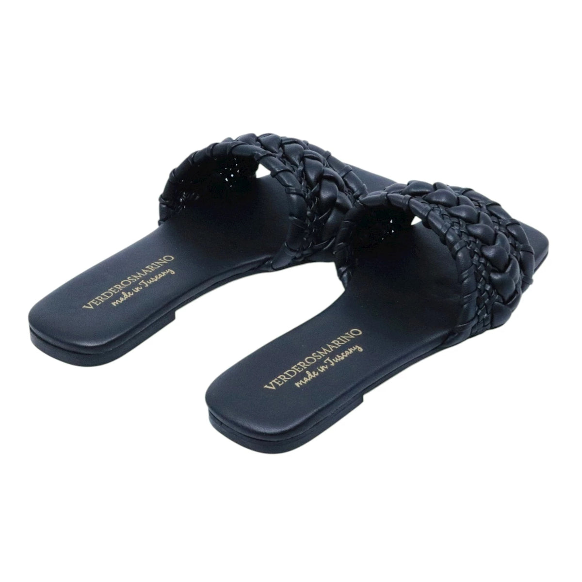 Verderosamarino 3727 ciabatta donna in pelle nera intrecciata 