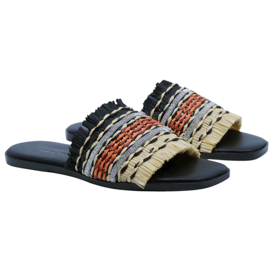 Verderosamarino 3913 ciabatta donna nera con fascia intrecciata 