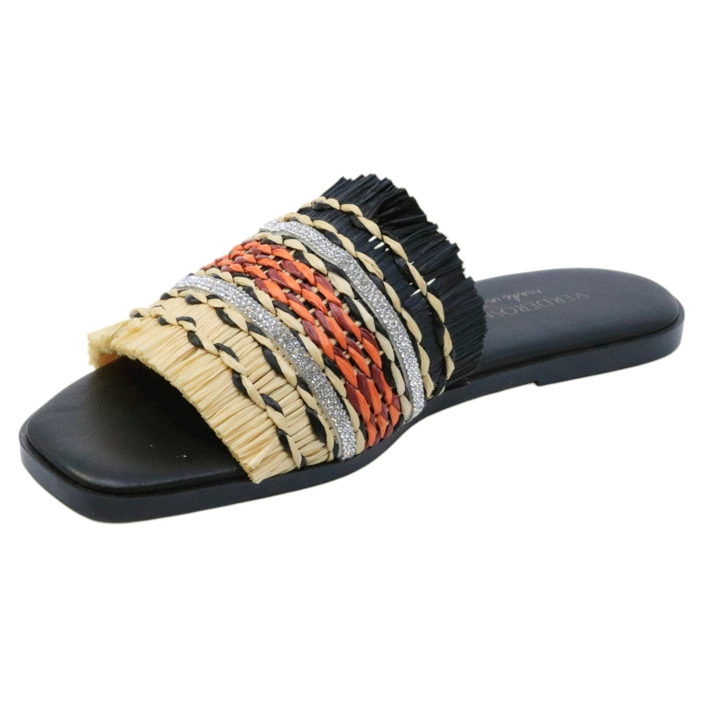 Verderosamarino 3913 ciabatta donna nera con fascia intrecciata 