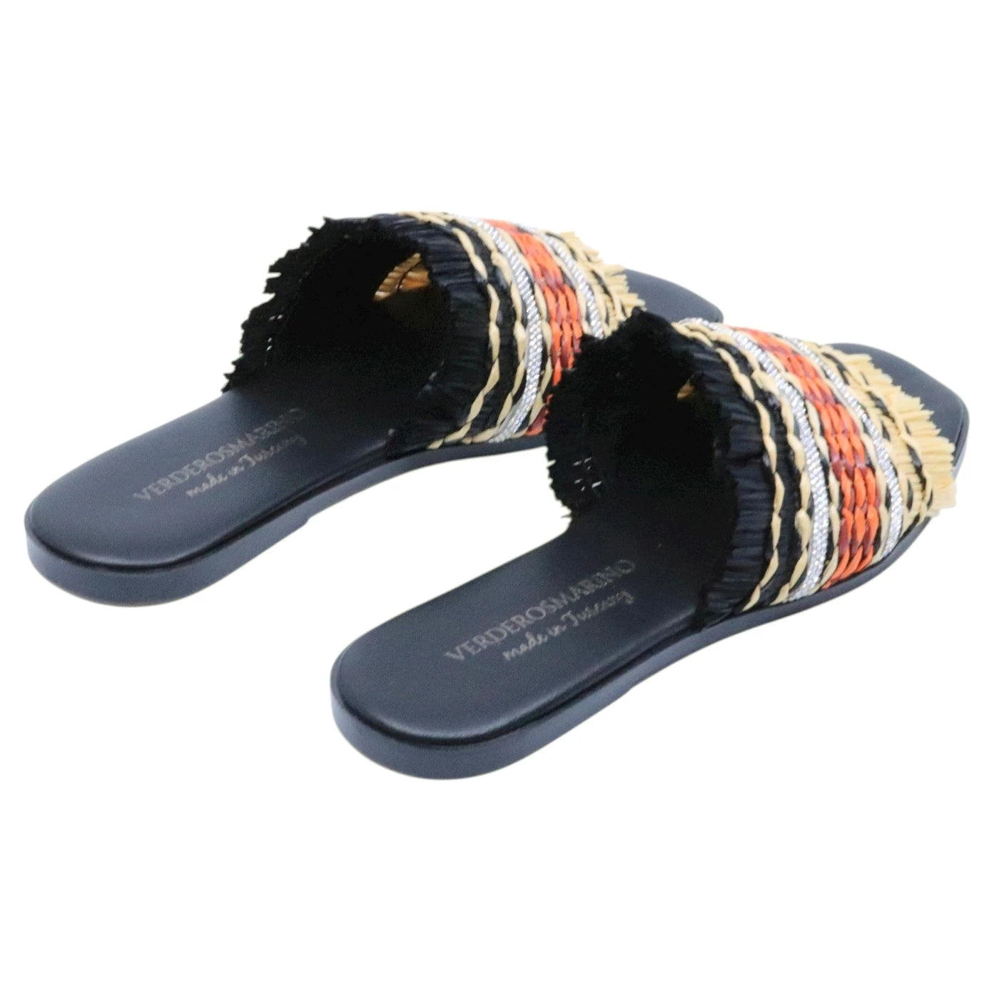 Verderosamarino 3913 ciabatta donna nera con fascia intrecciata 