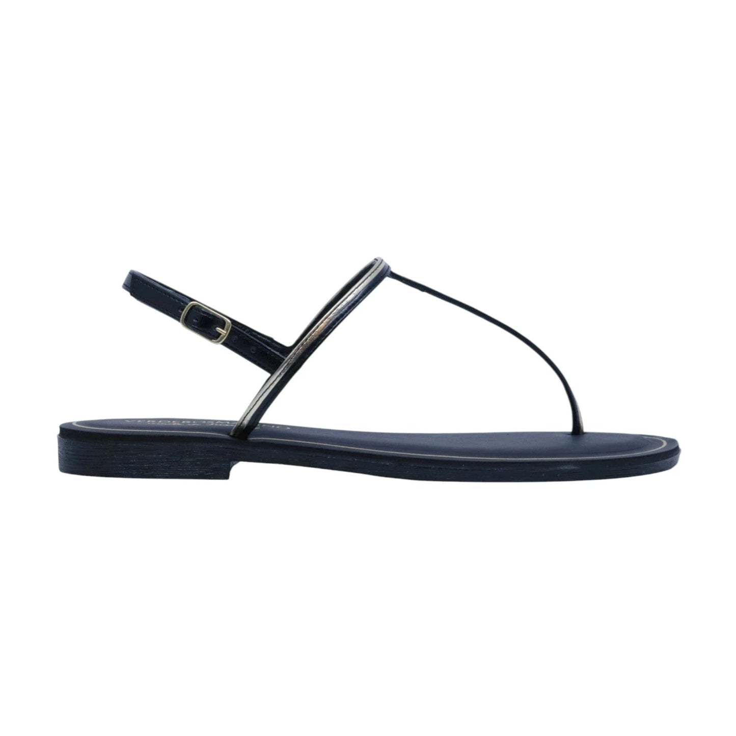 Verderosamarino 3980 sandalo infradito donna in pelle nera e platino 