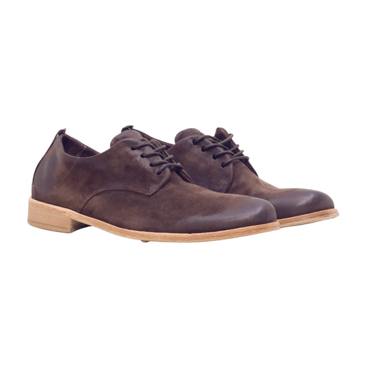 AS98 Cirillo Z59101 scarpa allacciata uomo in camoscio ebano con suola in cuoio 