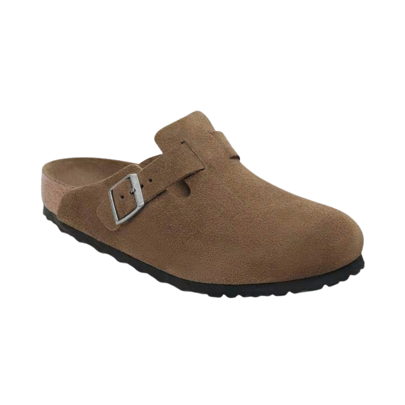 Birkenstock Boston Soft Footbed pelle scamosciata Dark Tea Tonal sabot unisex narrow fit 
