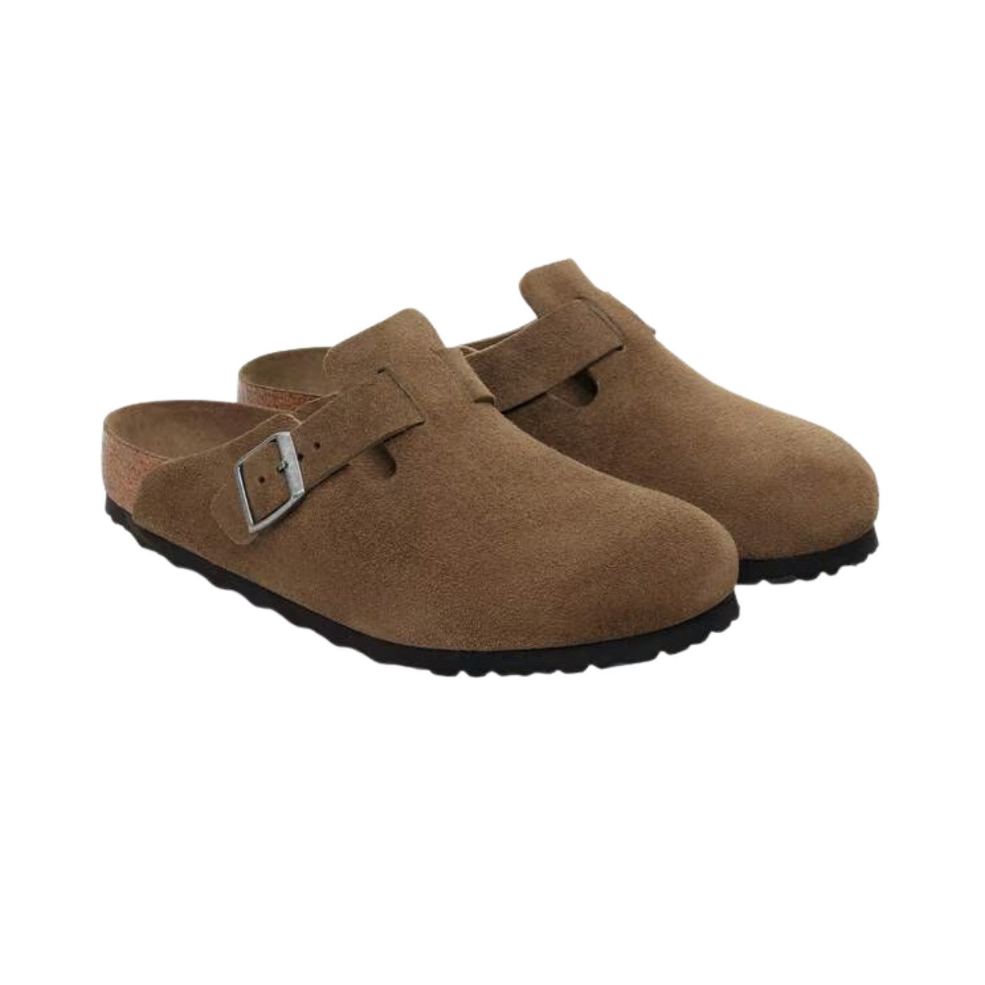 Birkenstock Boston Soft Footbed pelle scamosciata Dark Tea Tonal sabot unisex narrow fit 