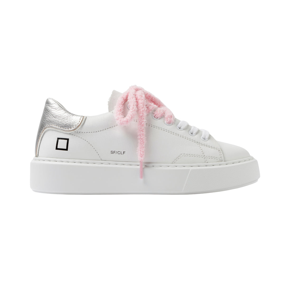D.A.T.E. Sfera Calf SF-CA-WS sneaker donna in pelle bianca con dettaglio argento 