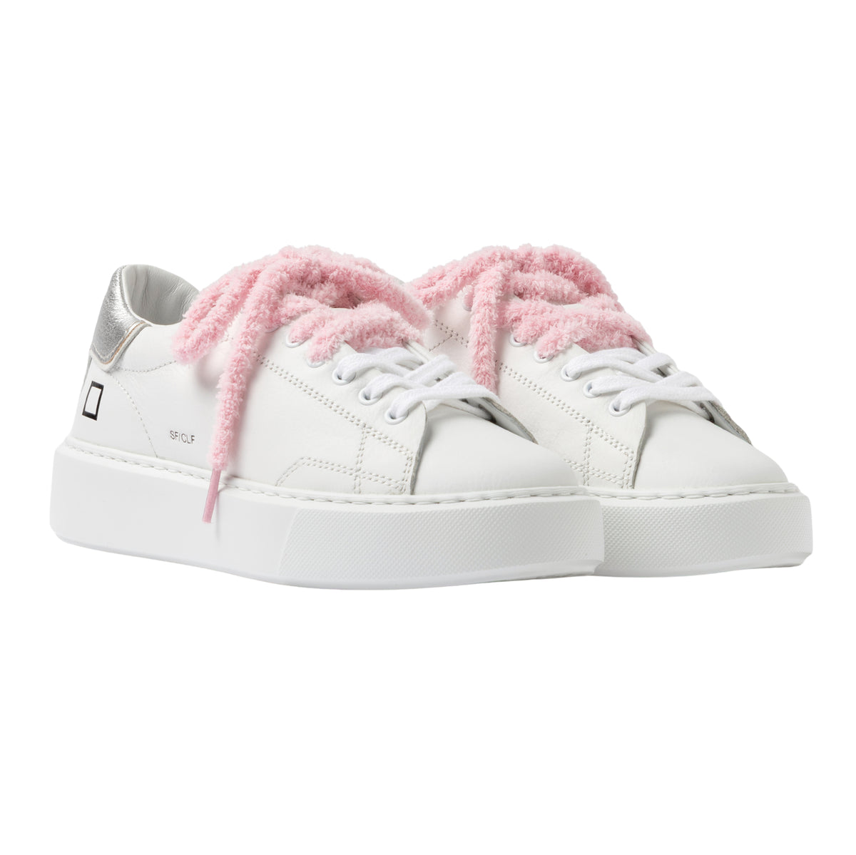 D.A.T.E. Sfera Calf SF-CA-WS sneaker donna in pelle bianca con dettaglio argento 