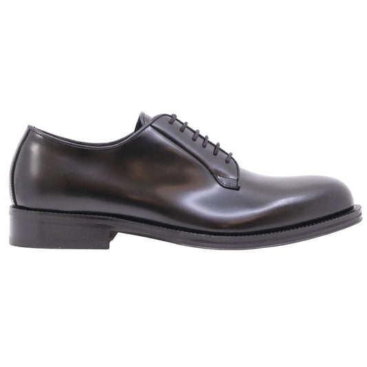 Ducanero 2755 Abrasivato Nero derby uomo in pelle nera con suola in cuoio 