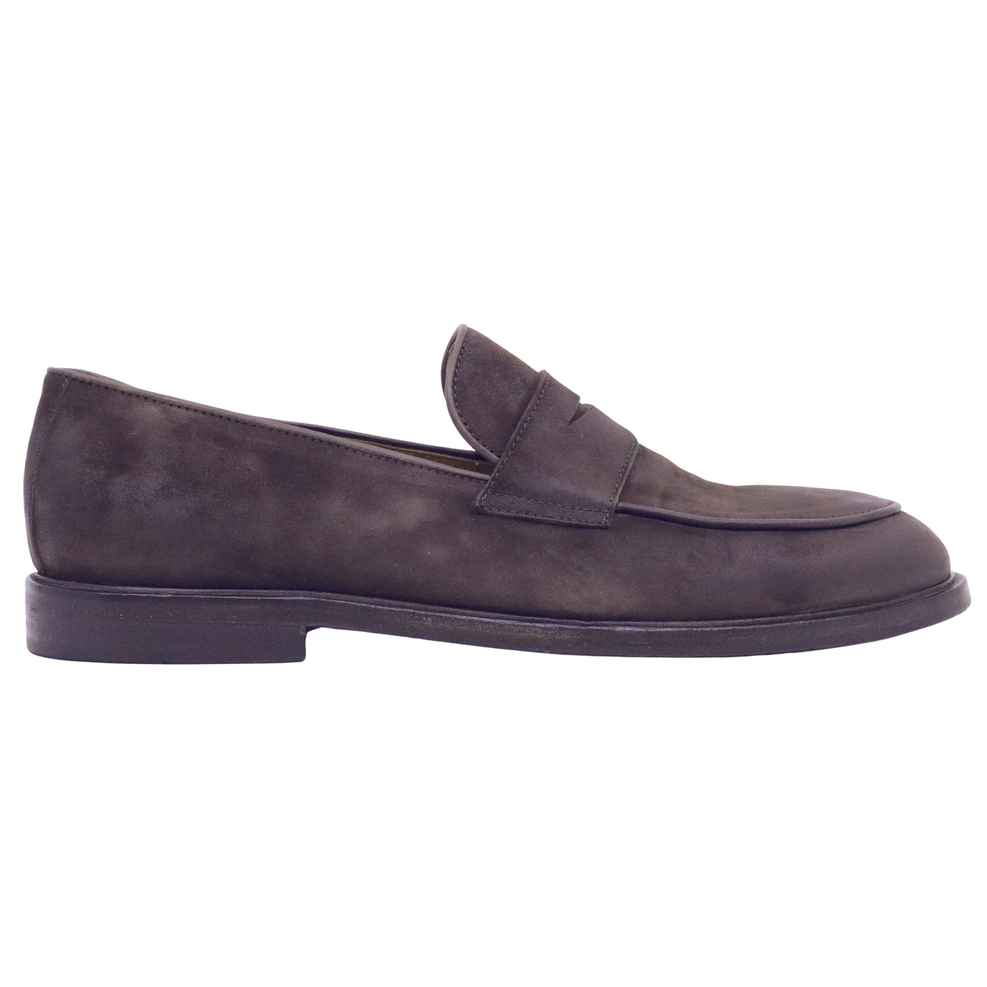 Ducanero 2976 mocassino uomo in camoscio testa di moro con fondo cuoio elegante Made in Italy 