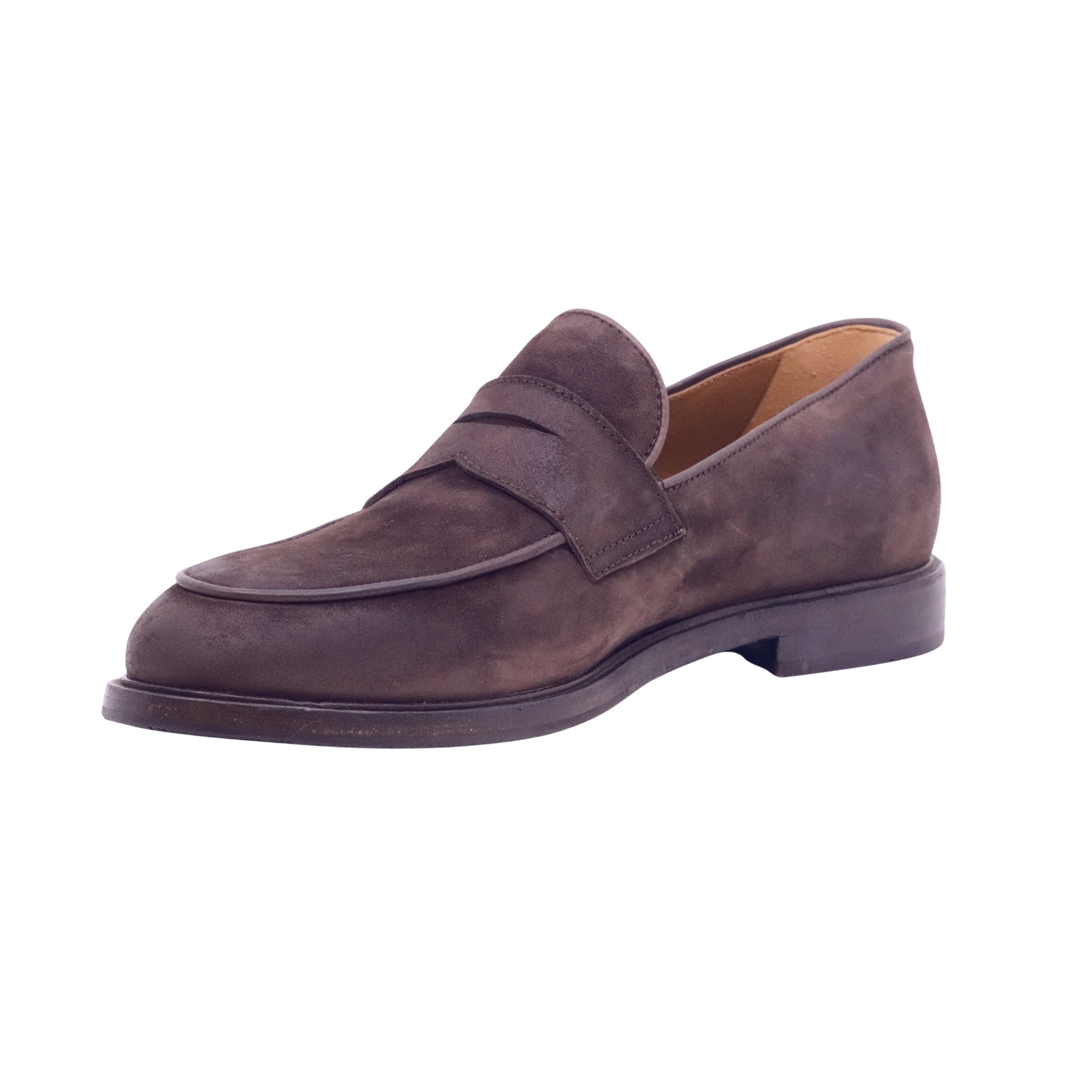 Ducanero 2976 mocassino uomo in camoscio testa di moro con fondo cuoio elegante Made in Italy 