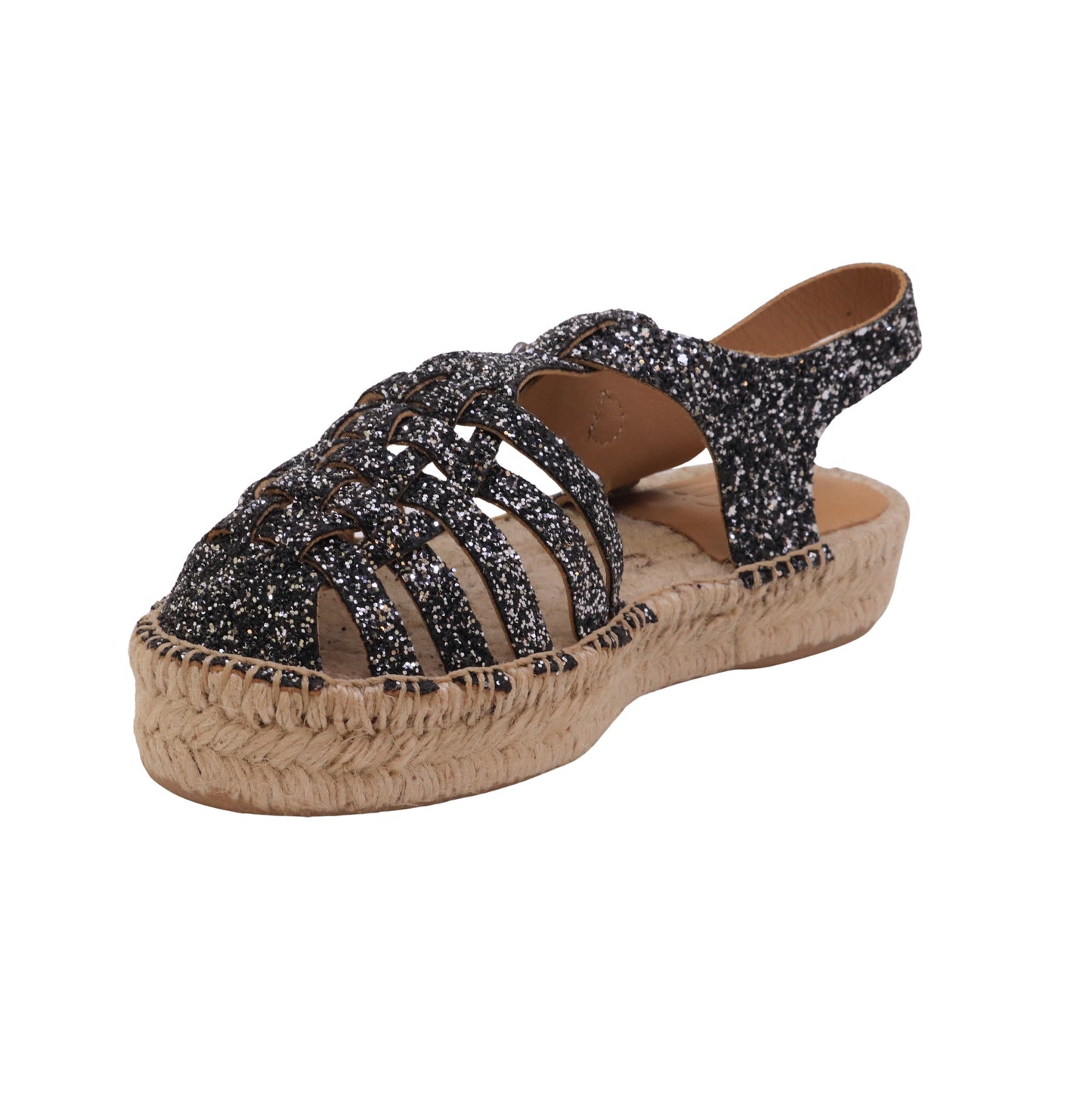 Lagoa Julia sandalo donna in glitter piombo con suola in corda Made in Spain 