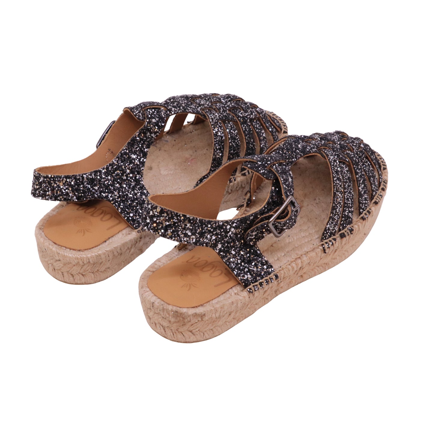 Lagoa Julia sandalo donna in glitter piombo con suola in corda Made in Spain 