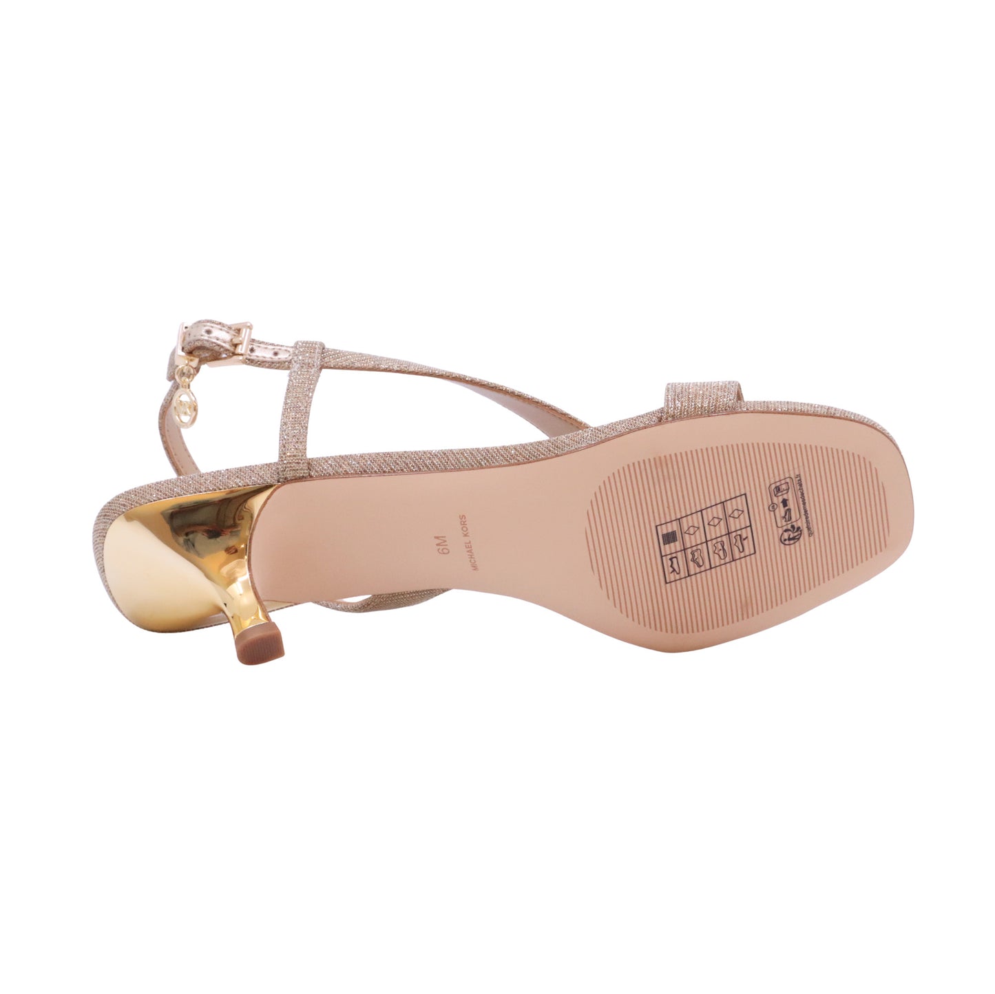 Michael Kors Jaida sandalo donna in mesh metallizzato glitterato oro con tacco medio 