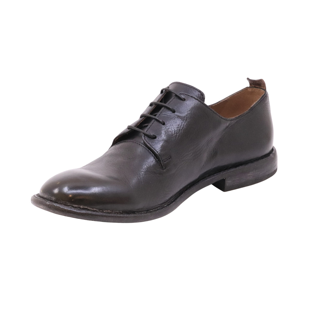 Moma 14501A Minsk stringata uomo in pelle nera con suola in gomma 