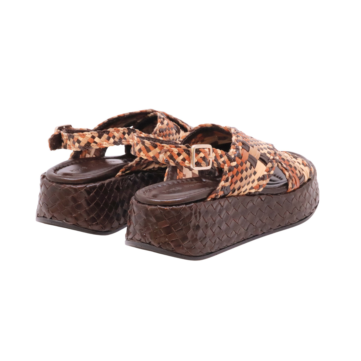 Pons Quintana Maui 11276 sandalo platform donna intrecciato multicolor con zeppa in pelle 
