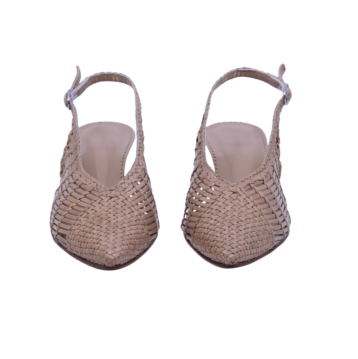 Pons Quintana Carol 11953 159 slingback donna in pelle intrecciata taupe con tacco 
