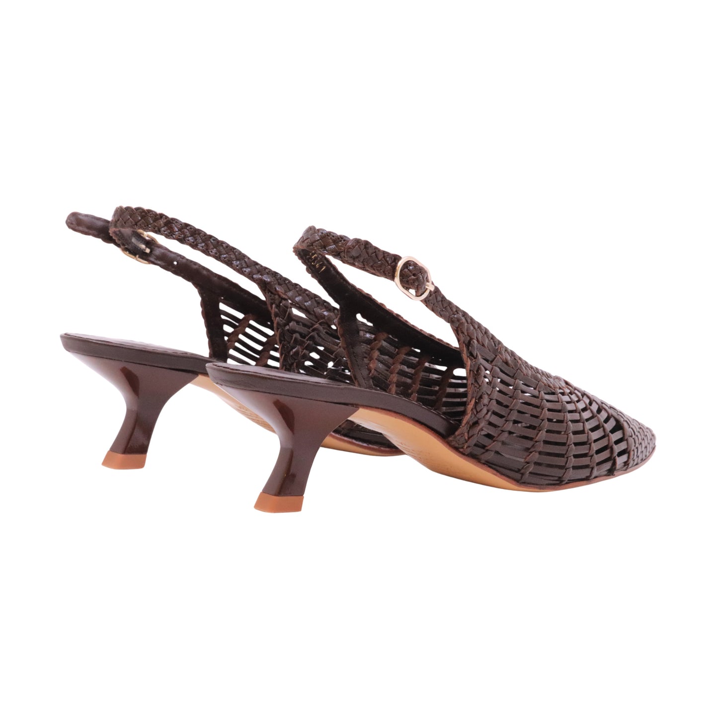 Pons Quintana Carol 11953-79 slingback donna in pelle intrecciata marrone Smoke 