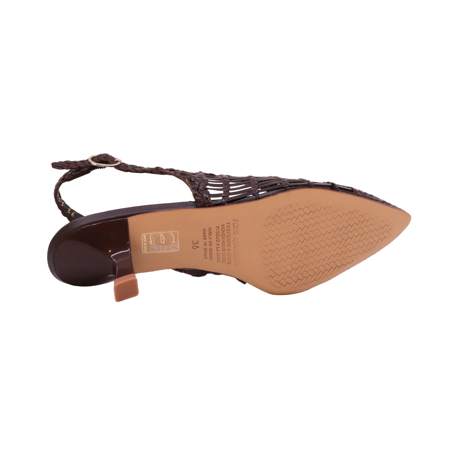 Pons Quintana Carol 11953-79 slingback donna in pelle intrecciata marrone Smoke 