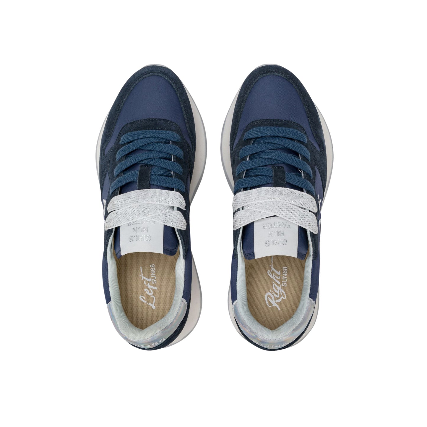 SUN68 Ally Gold Silver Z36202-07 sneaker donna in camoscio e nylon blu navy 
