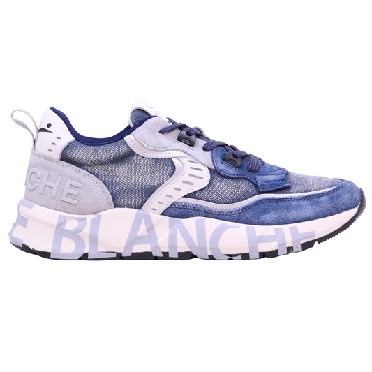 Voile Blanche Club01 sneakers uomo in camoscio e tessuto indaco casual leggere 
