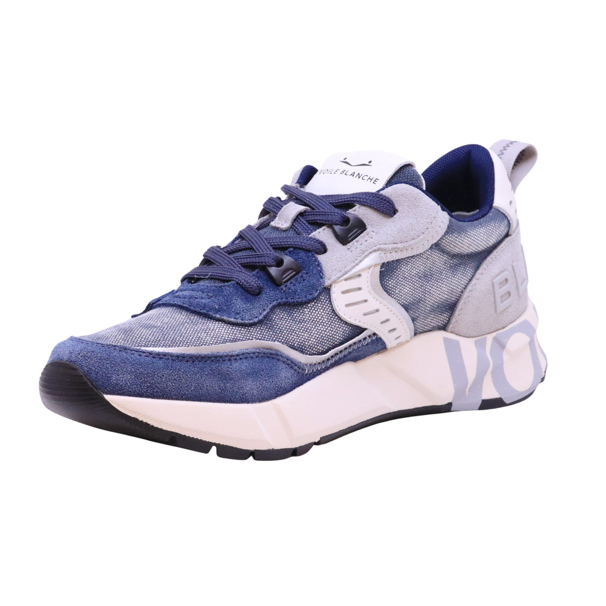Voile Blanche Club01 sneakers uomo in camoscio e tessuto indaco casual leggere 