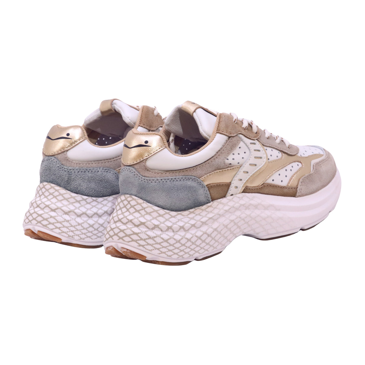 Voile Blanche Club122 Perfy sneaker donna in pelle e camoscio bianco beige 