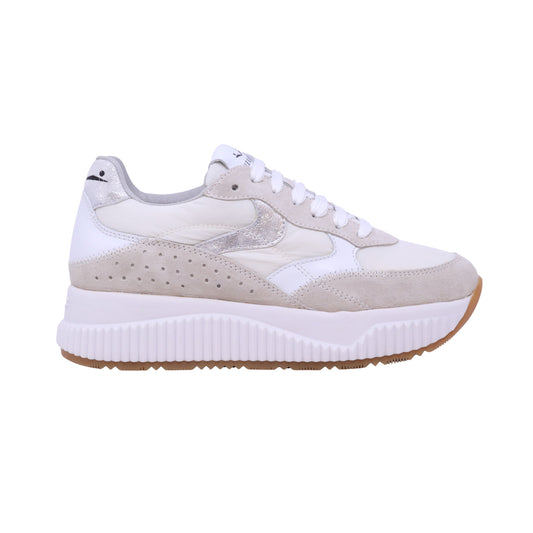 Voile Blanche Club01 Lana Ice White sneaker donna in camoscio e tessuto bianco 