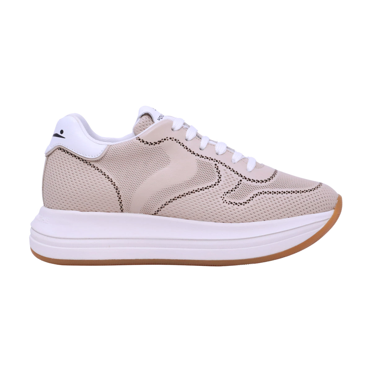 Voile Blanche Merry 15 sneaker donna in pelle traforata beige 