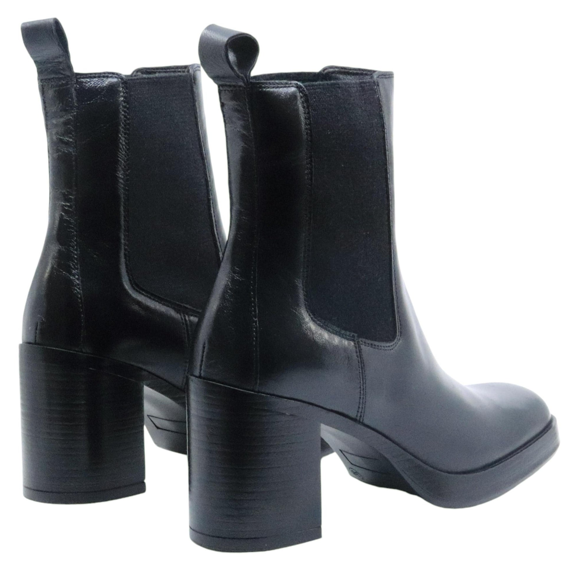 Chelsea con tacco Mjus P96225 da donna in pelle nera 