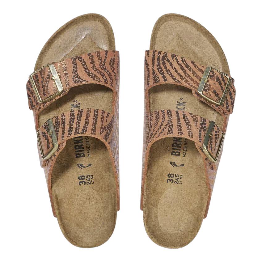 Birkenstock Arizona Zebra Pecan sandalo doppia fibbia color bronzato zebrato 