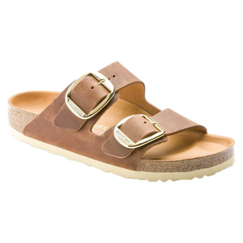 Birkenstock Arizona Big Buckle doppia fibbia pelle oliata cognac 