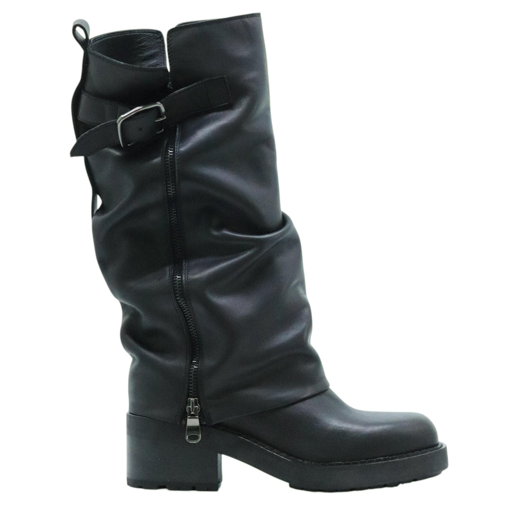 stivale da donna in pelle nera 2828CARLONERO CURIOSITÈ