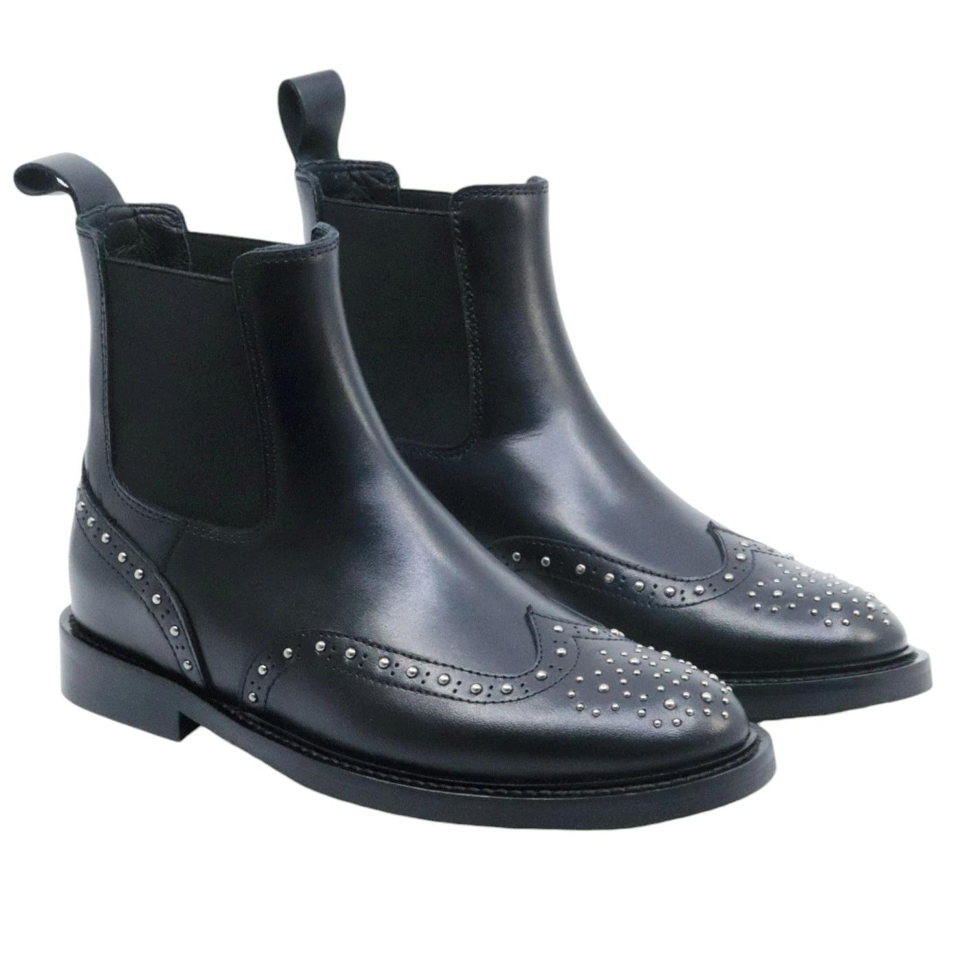 Chelsea Boot donna Anna F 9892 in pelle nera con borchiette 