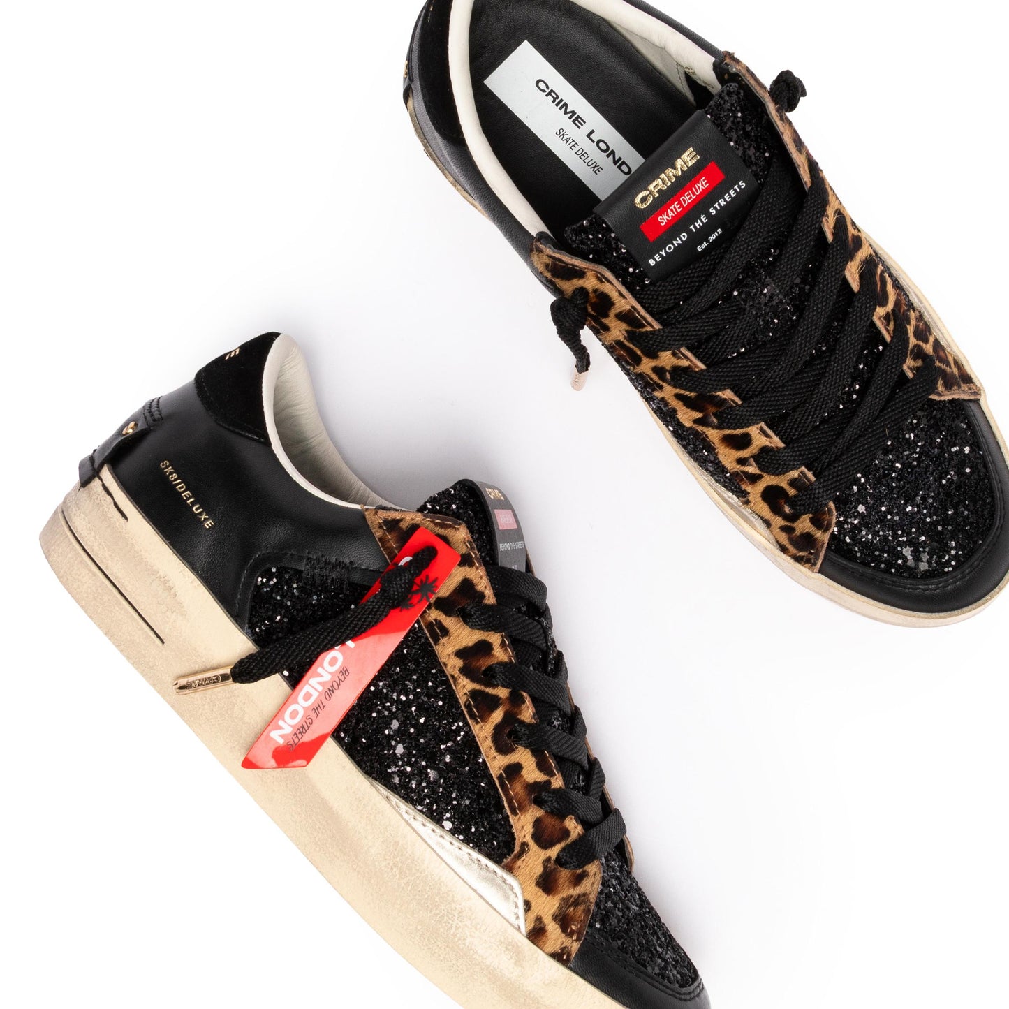 Crime London 25114 SK8 Deluxe sneaker donna in pelle nera e glitter 