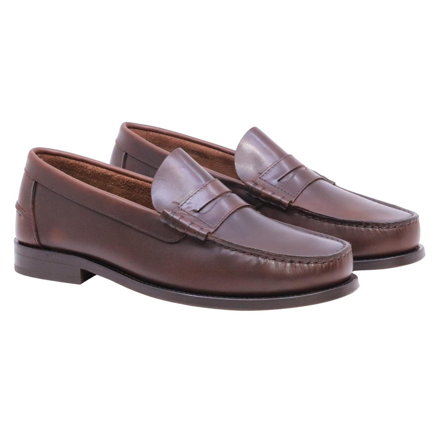 Saxone of Scotland Coll 23 G mocassino uomo in pelle marrone scuro fondo cuoio 
