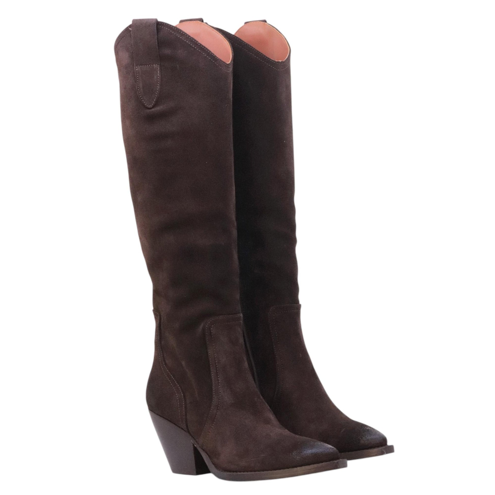 Curiositè TX9 stivale texano donna in camoscio marrone 