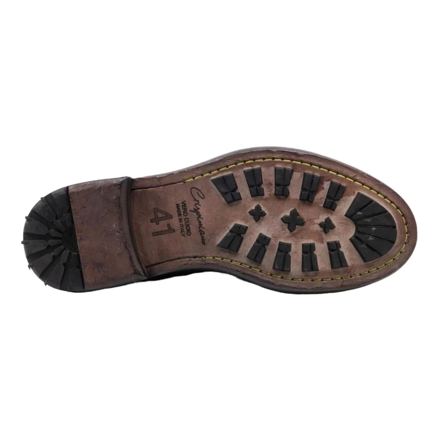 Crispiniano 6092 scarpa uomo con doppia fibbia in pelle testa di moro 