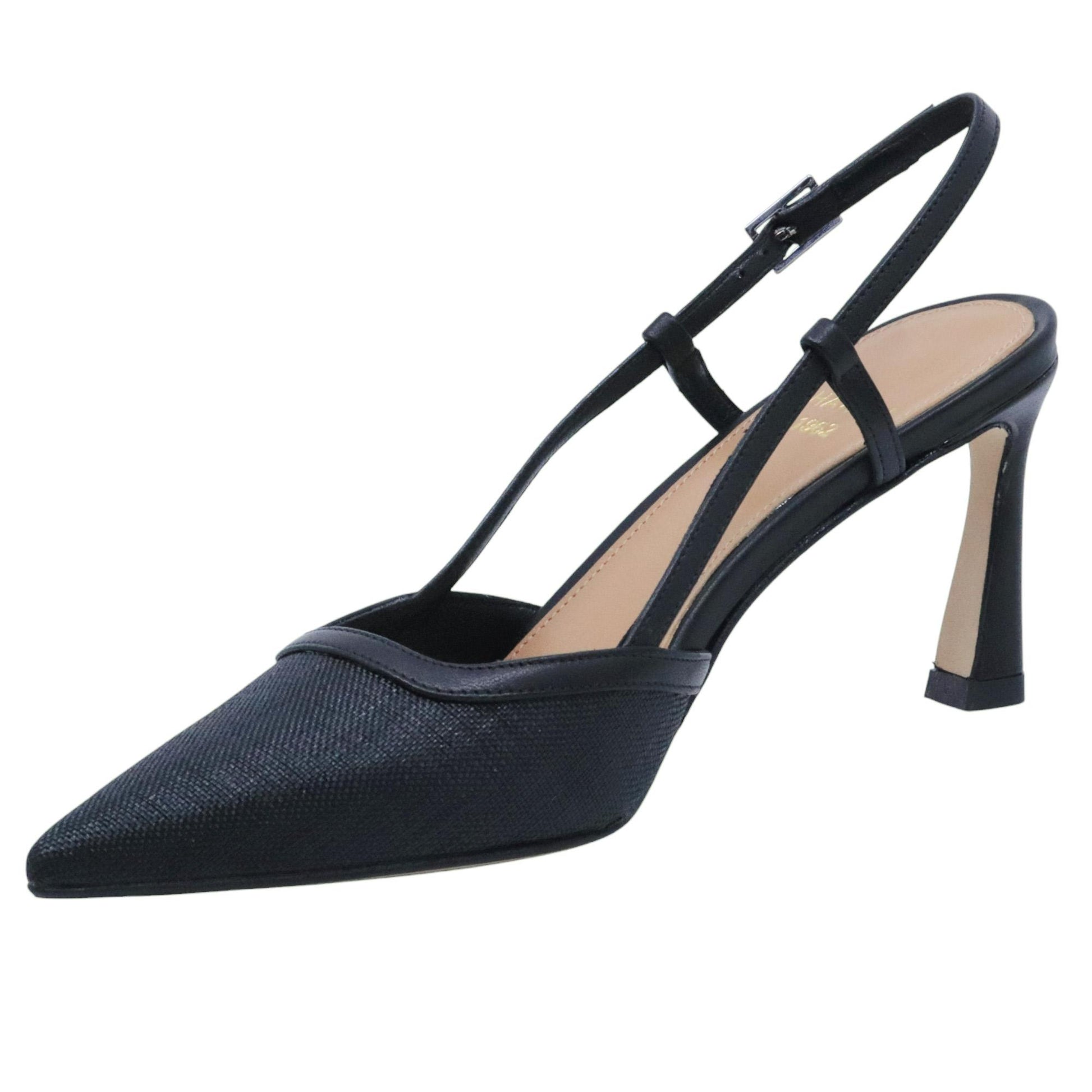 Slingback donna Chantal 2519 in pelle e raffia nera 