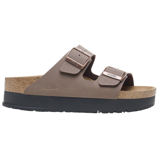 Birkenstock Arizona PAP Flex Platf sandalo doppia fibbia in mocca 