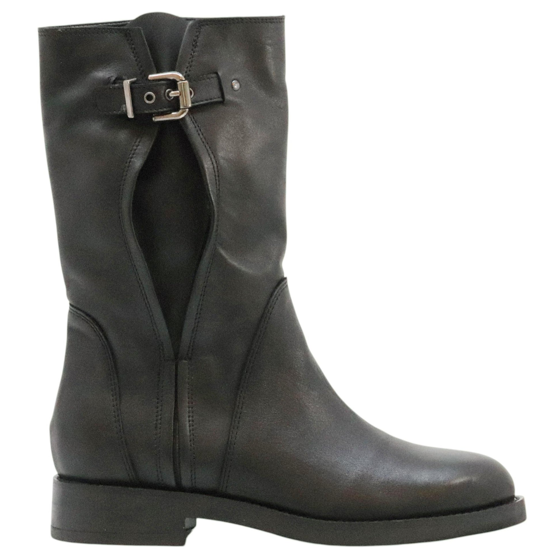 Curiositè 2842 stivale donna in pelle nera senza zip 