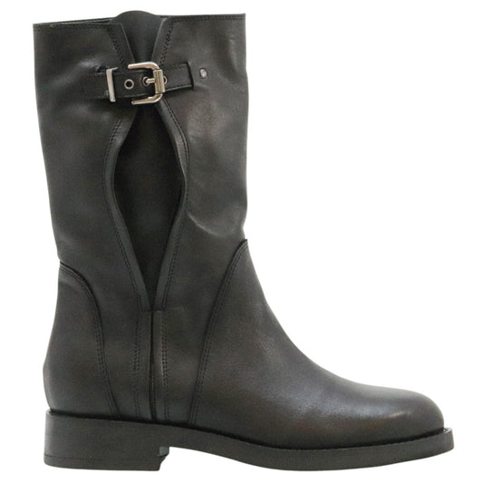 Curiositè 2842 stivale donna in pelle nera senza zip 