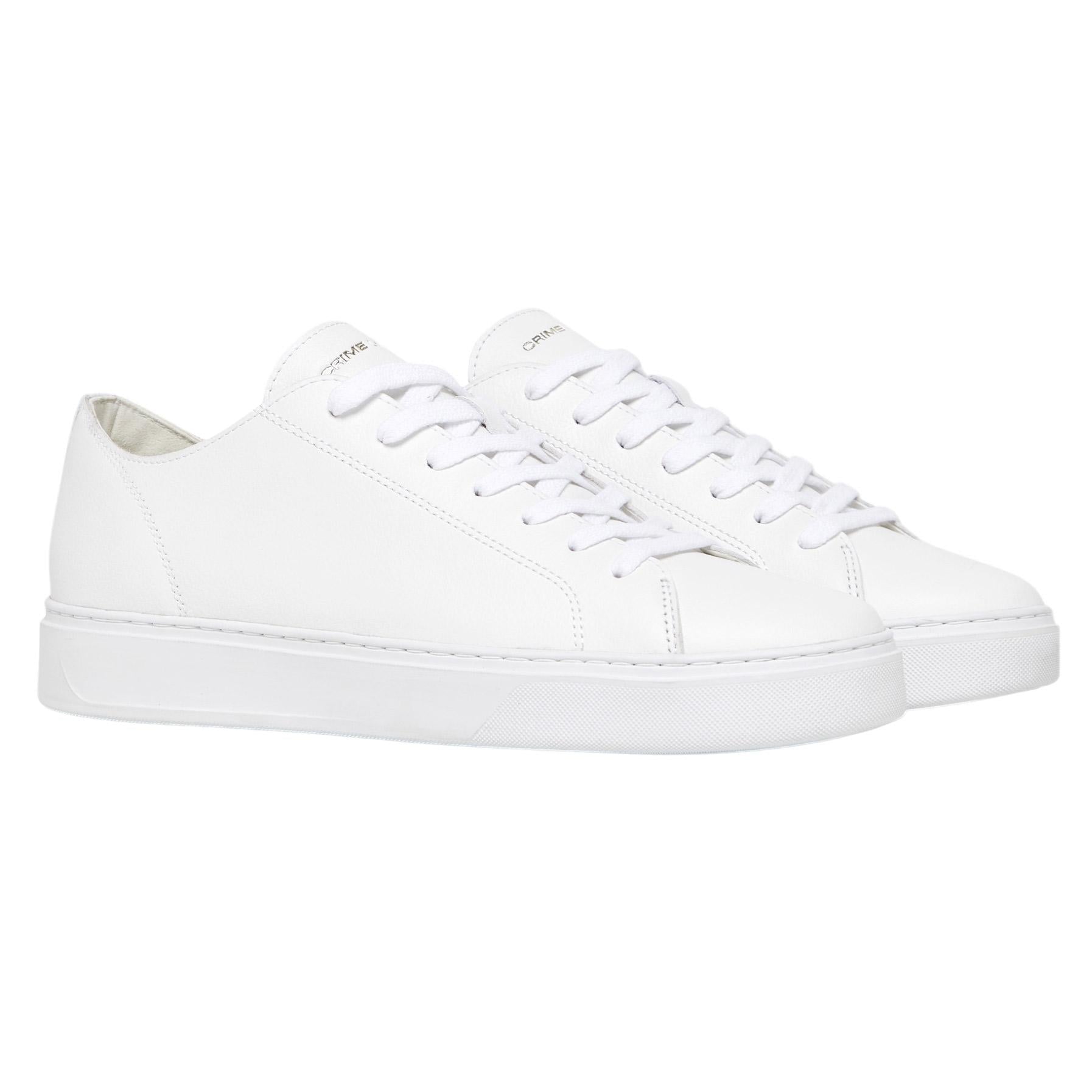 Sneaker uomo Crime London Raw Cut 17650 in morbida pelle sfoderata di colore bianco 