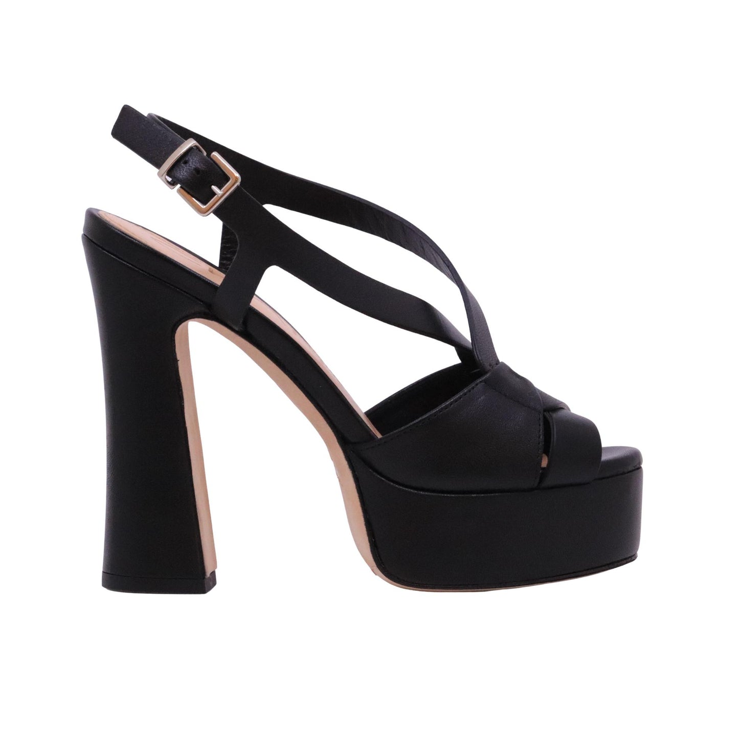 Chantal 3101 Nappa Nero sandalo donna con plateau in pelle nera 